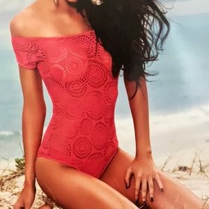 Lisa Blue Sheer 1pc Suit w/ Tri-top Rites of Spring - Watermelon (#9)